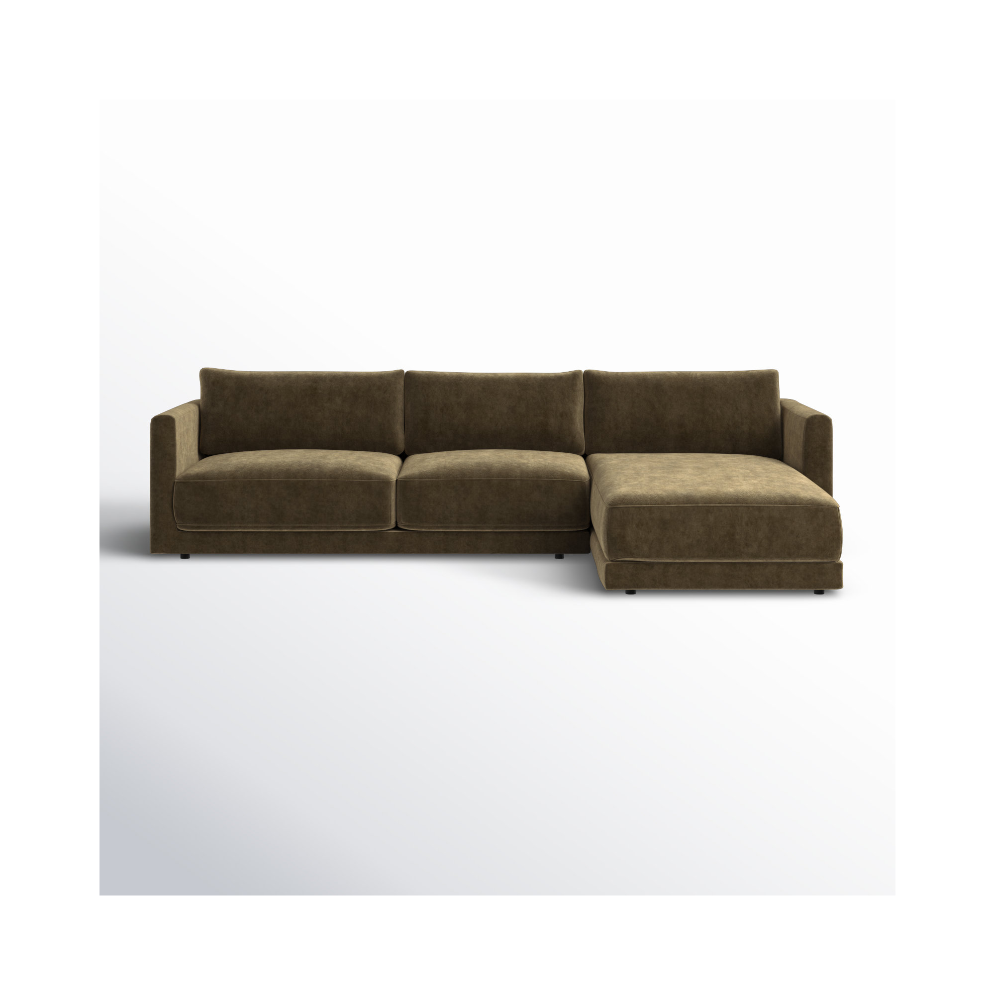 Vervino Upholstered Sectional, Right Hand Facing, Moss Olive Green Performance Chenille