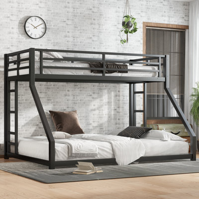 Metal Twin XL over Queen Bunk Bed for Teens and Adults,Space-Saving/Noise Reduced/No Box Spring Needed, Black