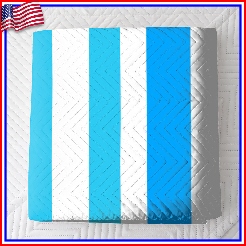 Blue Stripes Quilted Bedspread All Sizes, Queen