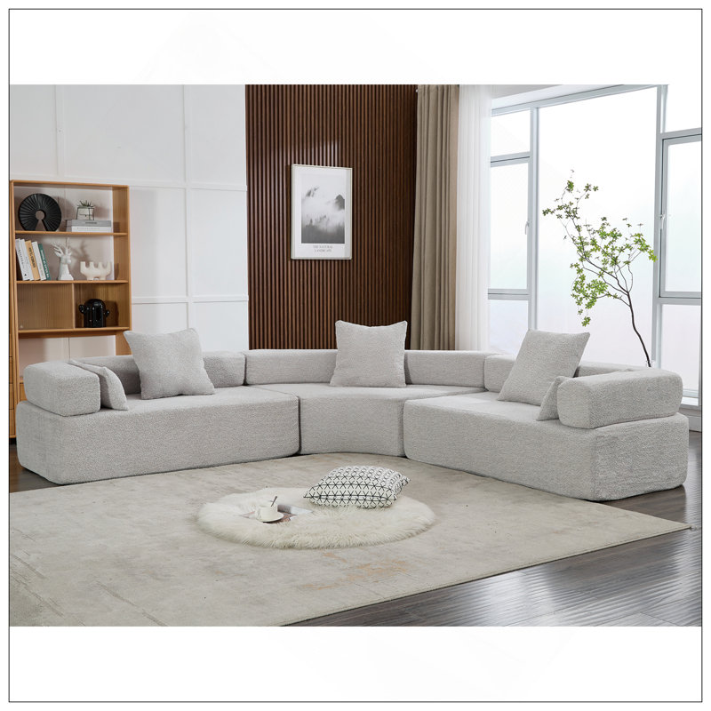 Canapé combiné surdimensionné, canapé incurvé, canapé rembourré 4 places pour le salon, combinaison libre moderne modulaire 3 pièces, canapé modulaire semi-circulaire, Boucle
