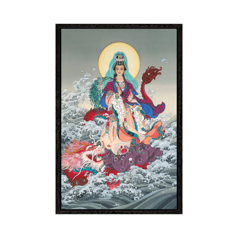 Kwan Yin - Painting on Canvas, Black Framed, 66.04 cm H x 45.72 cm W