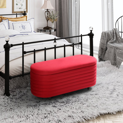 Banc de rangement rembourré en polyester Farrah