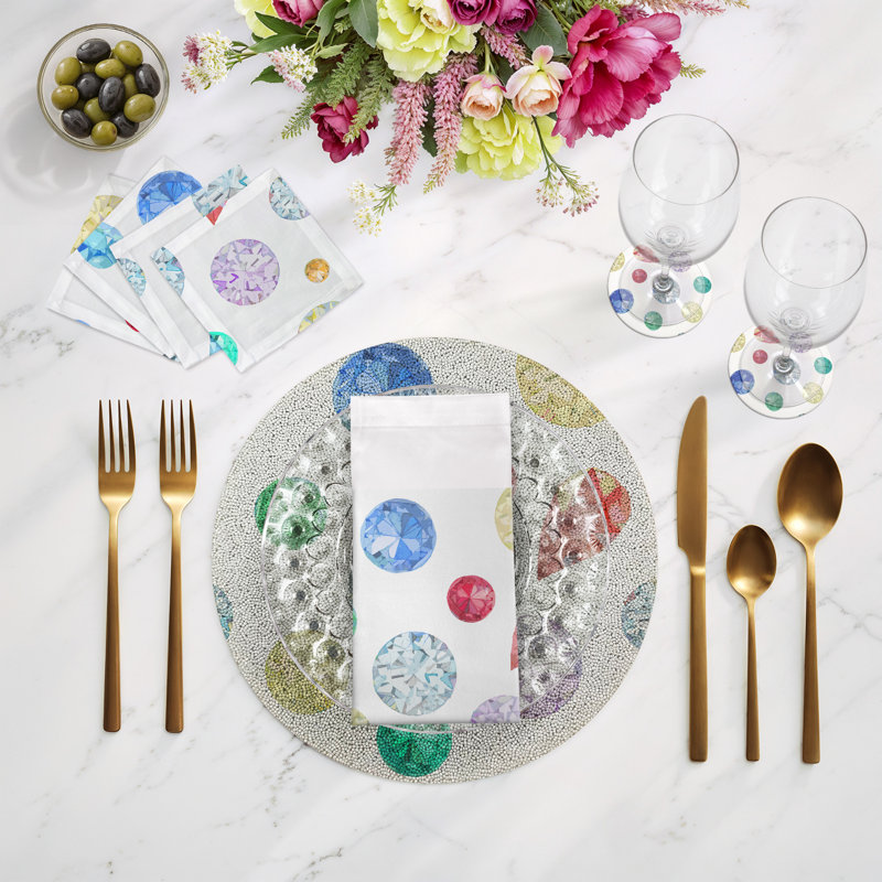 Jewel Vegan Leather Round Beaded Placemat