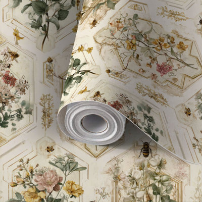 Peler et coller le papier peint adhésif couleur terre de miel et abeille auto-adhésif et amovible 17,7 po x 118 po (45 x 300 cm)