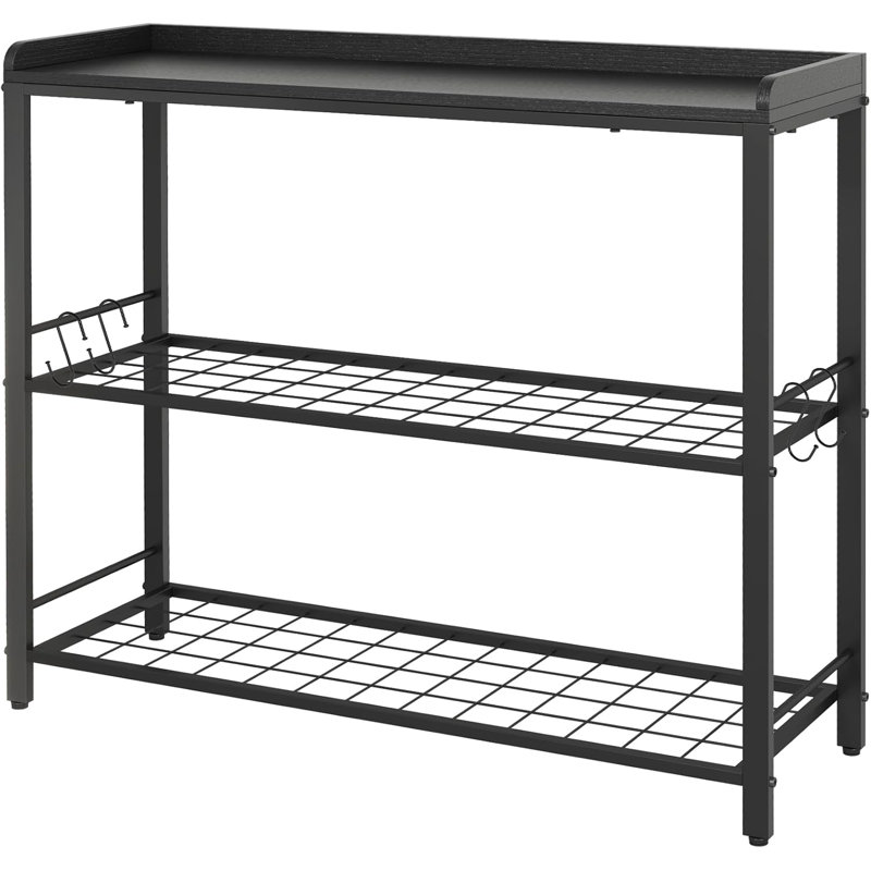 Console moderne étroite avec chicane et tablettes en grille métallique, canapé multifonctionnel pour salon, couloir, chambre à coucher ou bureau