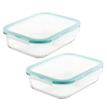  LOCK & LOCK Purely Better Tritan Container/Rectangle Food  Storage Bin with Divider, 34 Ounce, Clear : Everything Else