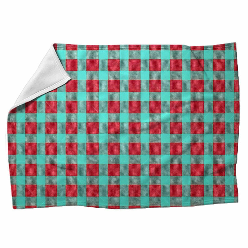Machine Printed Throw Blanket, Throw, Gingham, Red/Green