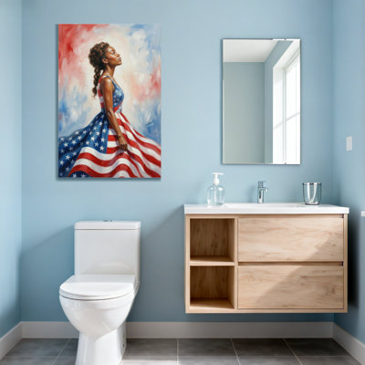 Fashion American Flag Dress Woman Portrait