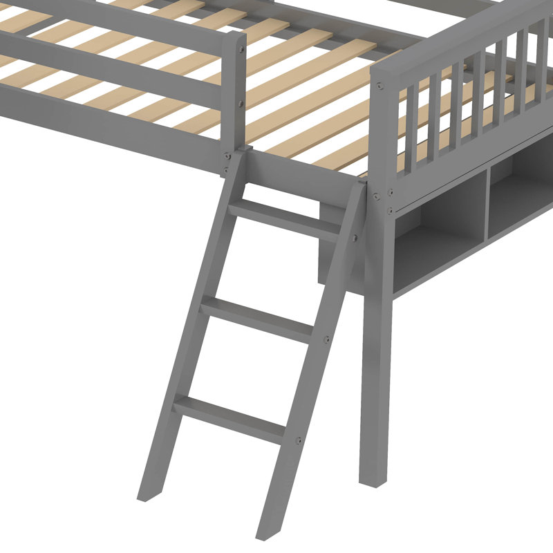 Lit mezzanine avec bureau intégré Maysville par Harriet Bee, Simple, gris