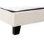 Élégant grand lit tapissier de style lin beige pour chambre à coucher avec pieds noirs