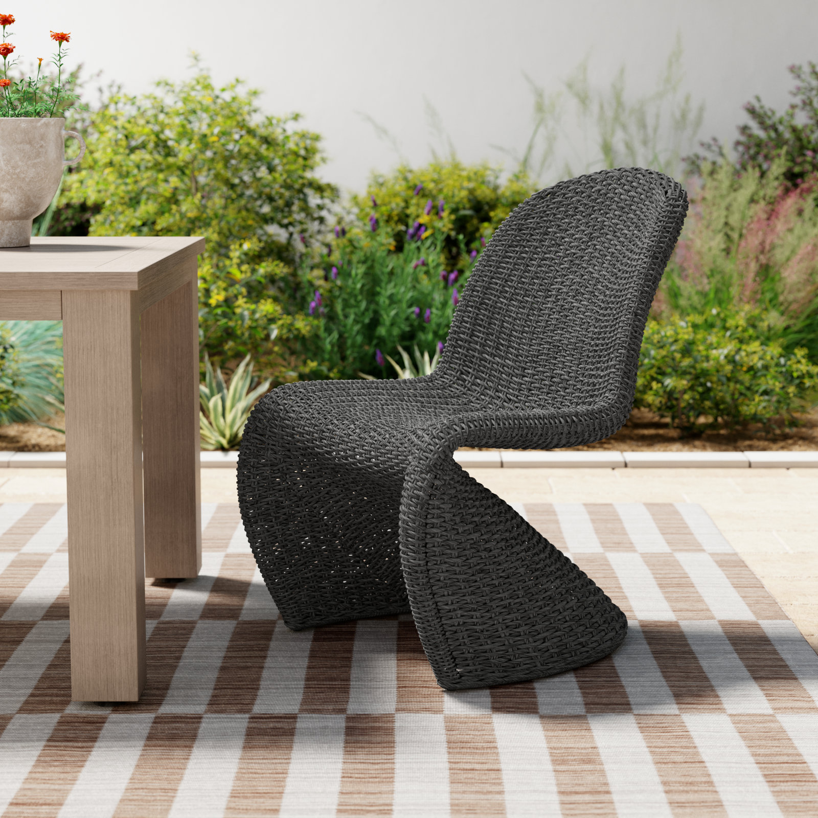 Daughtery Patio Side Chair, Vintage Coal