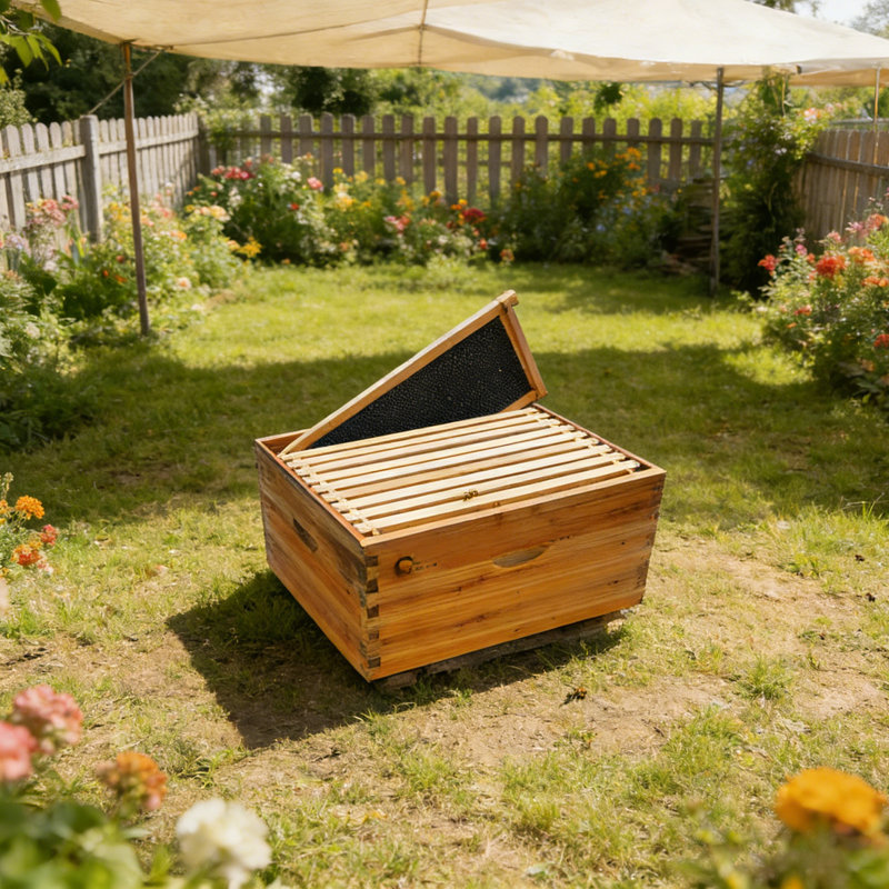 Boîte de 10 abeilles enduites de cire profonde, boîte à abeilles Langstoth Deep Brood trempée dans de la cire d'abeille à 100%