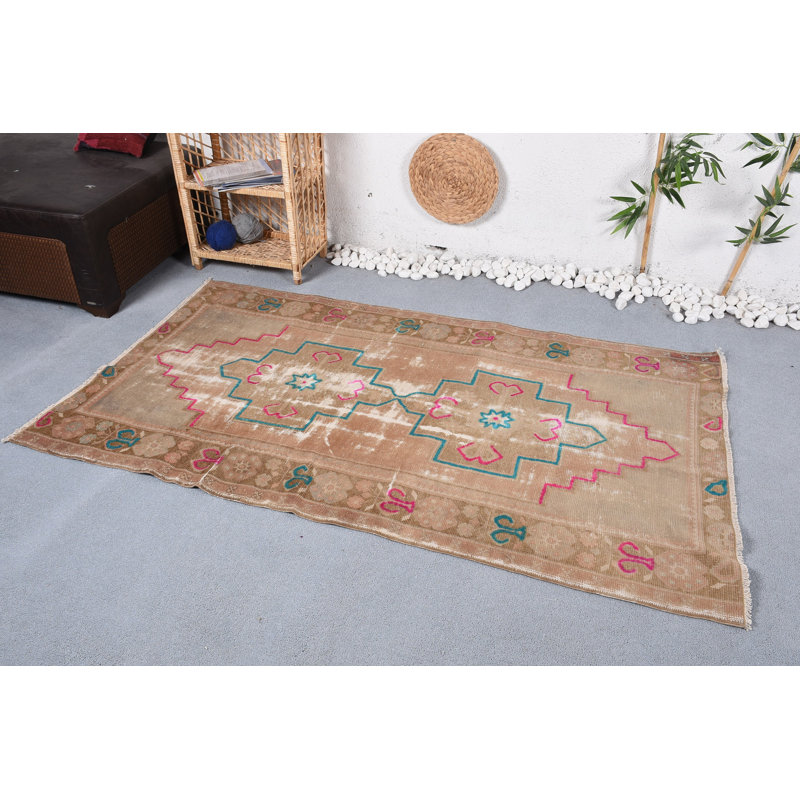 Tapis Boho, tapis rétro, tapis bruns, tapis 3,8 x 6,4 pi, tapis décoratifs, tapis turc