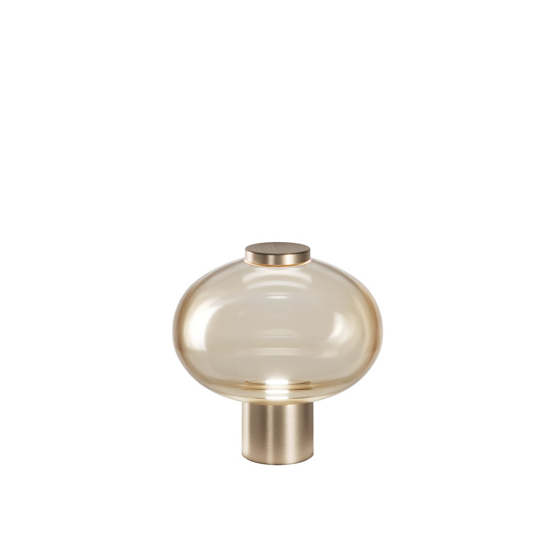 Riflesso Table Lamp 2 Crystal Transparent Matt Gold 3 L2405 Ul, 14" H x 14" W x 14" D, Amber Transparent