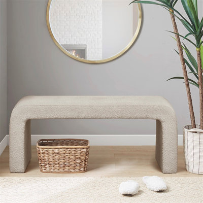 Banc en cascade Boucle beige de 42 W, conception moderne élégante avec tissu texturé confortable et aucun assemblage requis