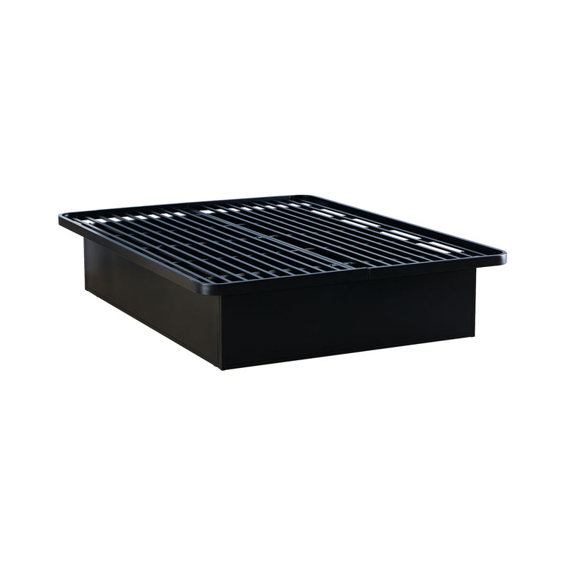 Black Metal Queen Size Bed, 16" Height, Stable Frame For Bedroom Luxury Platform Bed Frame, 16 Inches High, & Functional