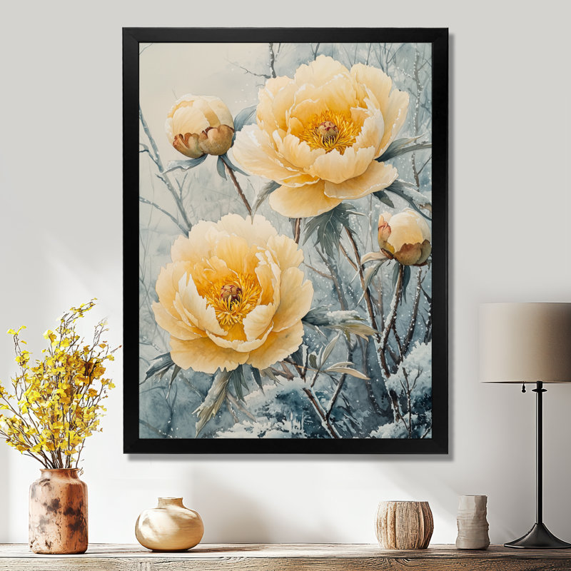 Barnsley - Floral Wall Decor, Noir, noir, noir, noir, H 20 po x l 12 po, Reproduction encadrée sans passe-partout