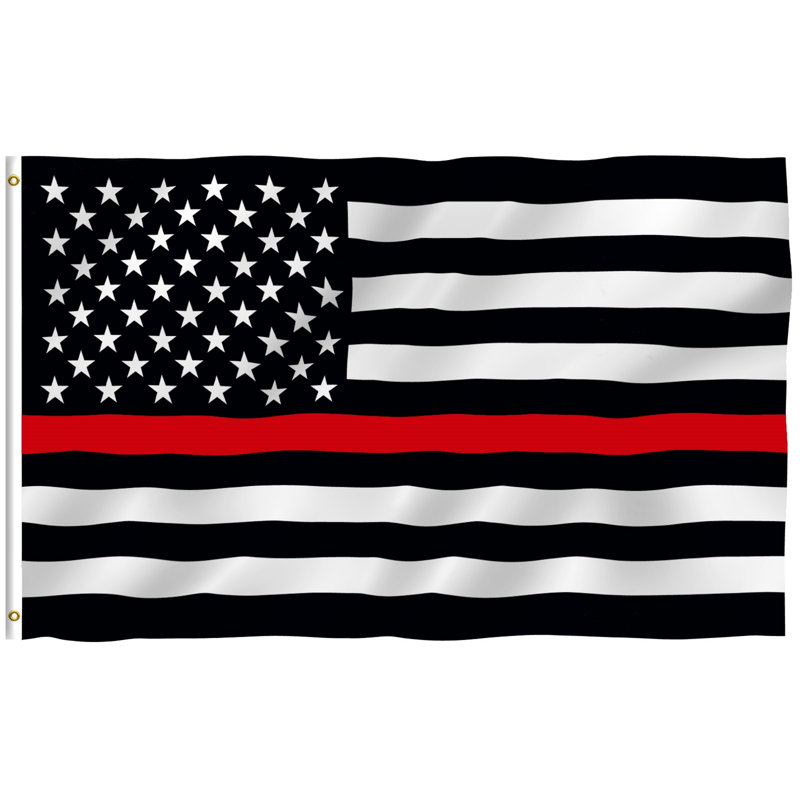 Polyester américain à motif de lignes fines 36 po x 60 po Drapeau de la maison, Rouge
