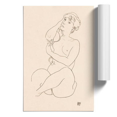 Study Of A Naked Woman Vol.3 by Egon Schiele - No Frame Drawing