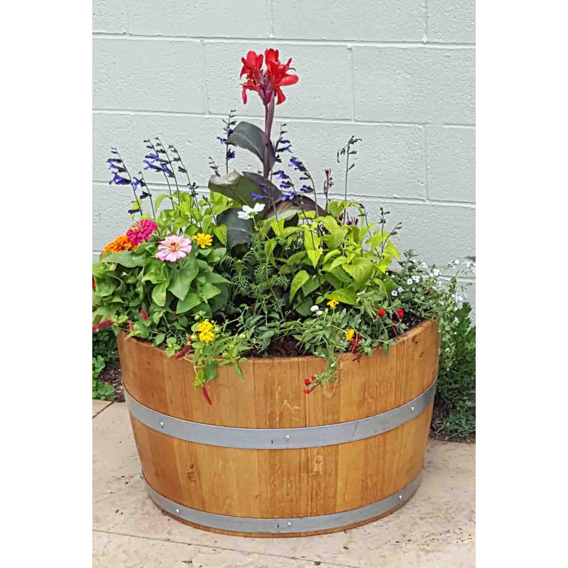 Wood Barrel Planter