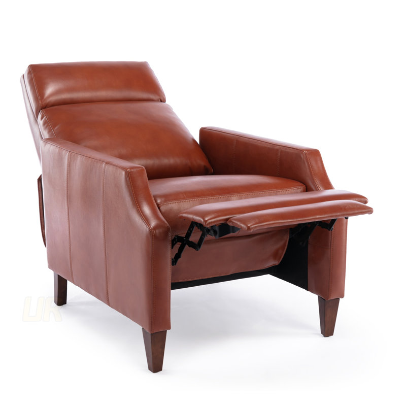 Confortable et élégant, le fauteuil inclinable Biscoe Mid-Century avec gel en cuir souple est confortable et élégant