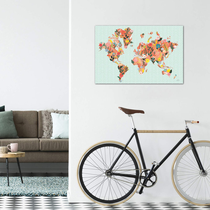 «Wild Garden World» par Laura Marshall - impression d'art graphique, H 26 po x l 40 po x 1,5 po, Toile tendue, Pas de tapis