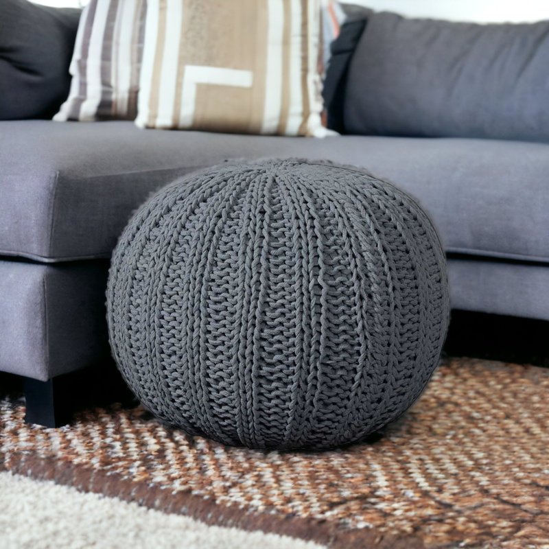 Pouf rond en coton 20 po beige, Gris