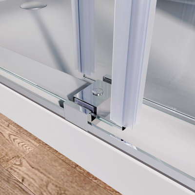 Frameless Sliding Shower Glass Door 56-60 In.W ,3/8"(10Mm) Thick Clear Tempered Glass,Heavy Duty Stainless Steel Hardwares,Bypass Shower Enclosure
