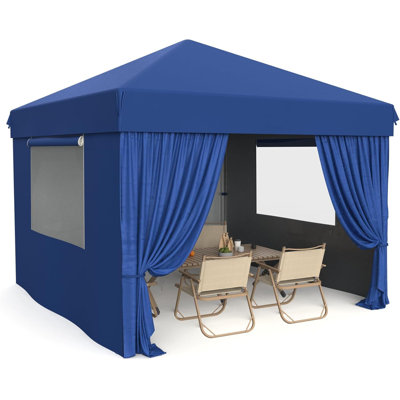 Auvent 10 x 10 pi commercial avec installation à une pression, protection UV imperméable, 4 parois latérales détachables, hauteur réglable, structure en acier robuste, tente d'événement