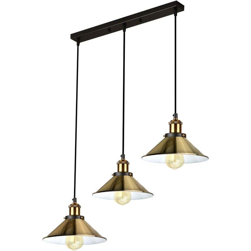 3 - Light Yellow Brass Cone Pendant