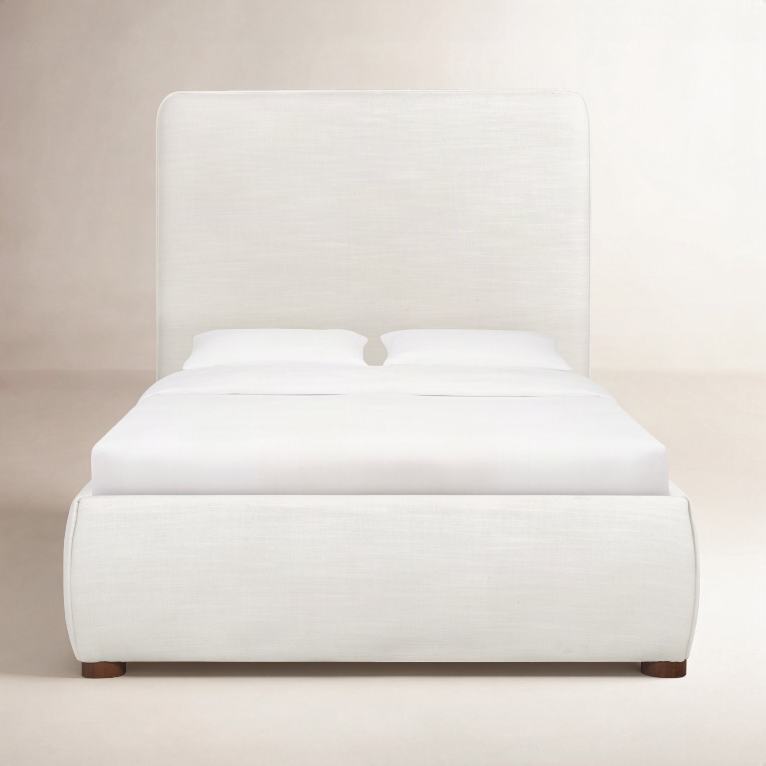 Callahan Upholstered Bed, Twin, White Linen