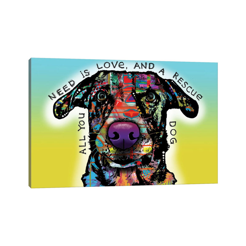 Amour et sauvetage par Dean Russo - impression d'art graphique, H 32 po x l 48 po x 1,5 po, Toile tendue, Pas de tapis