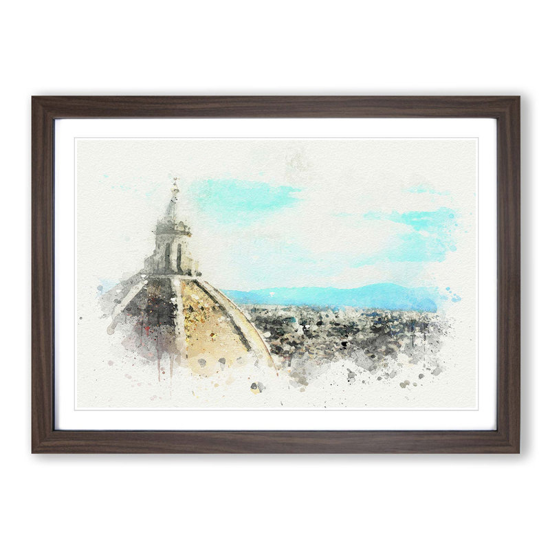 Florence Skyline with Cathedral in Abstract - Framed Print, Walnut, 40cm H x 60cm W x 2cm D