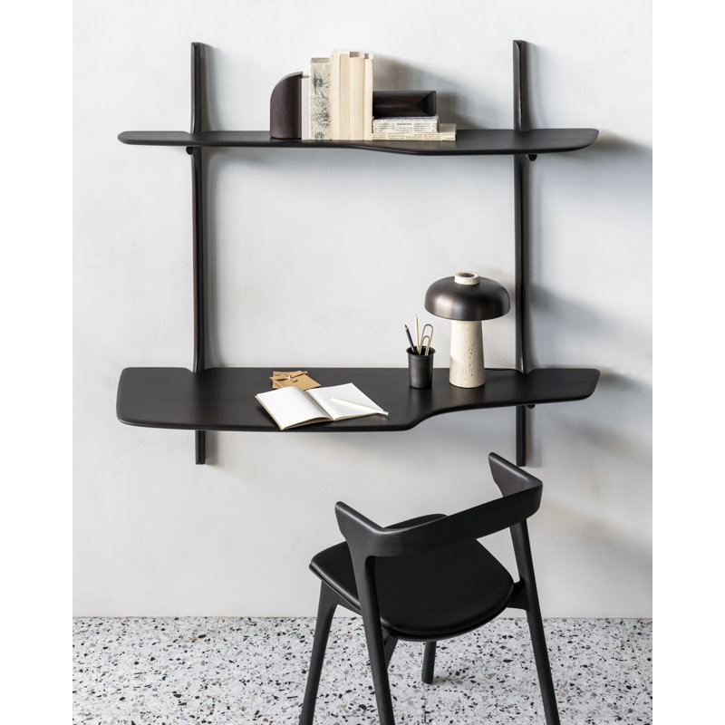 Pi Solid Wood Tiered Shelf, Dark Brown Wood