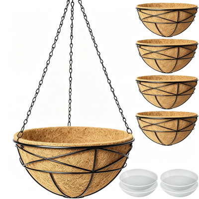 4 Pack 14 Inch Hanging Baskets for Plants Outdoor(NO Flower) 