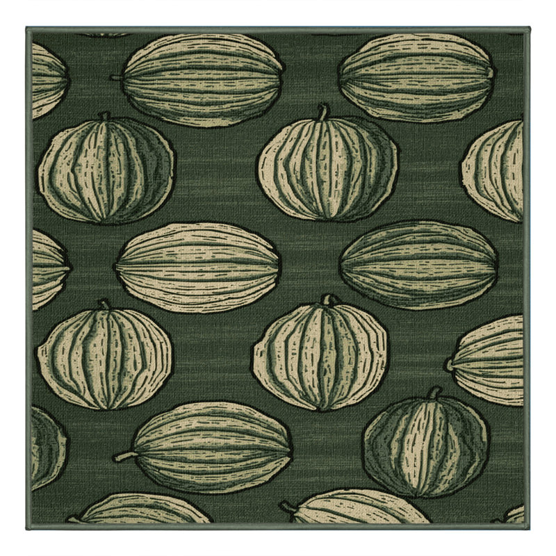 Washable Winter Melon Vegetables Area Rug, Square 4'