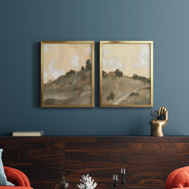 Toile encadrée haut de gamme Hillside, Papier encadré doré, H 16 po x l 38 po x P 1,5 po