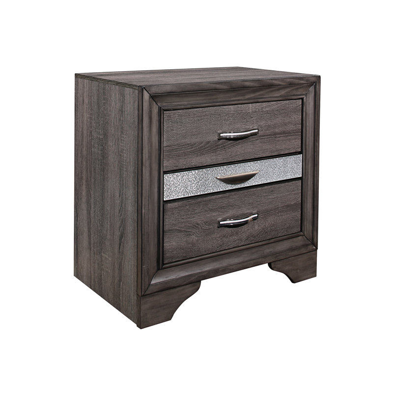 Table de chevet grise avec 3 grands tiroirs - Design moderne pour la chambre à coucher Sparkle