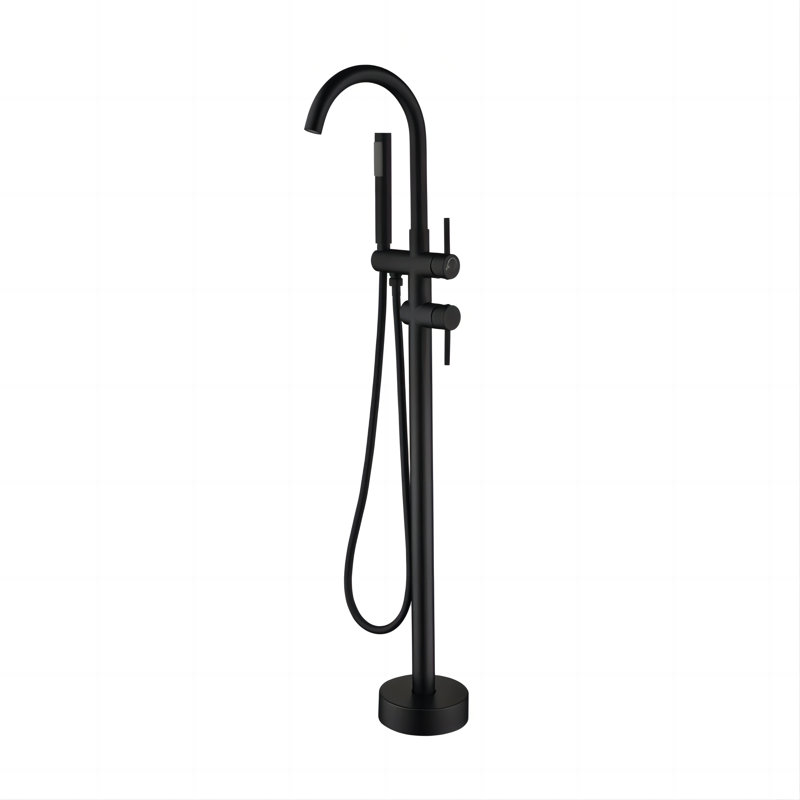 2 Handle Freestanding Tub Filler with Diverter, Matte Black
