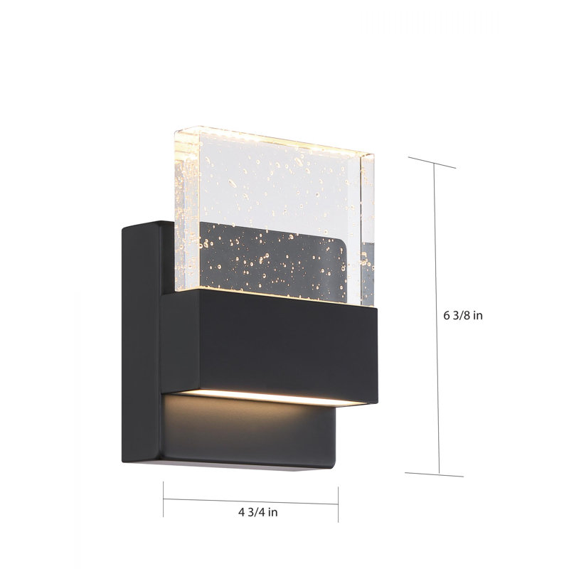 Hildebran LED Flush Mounted Sconce, Matte Black, 7" H x 7.25" W x 2.5" D