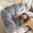 Floral Shaped Bean Bag Sofa, Ultra Soft Faux Fur Floor Sofa, Large Reading Chair Grey, Double