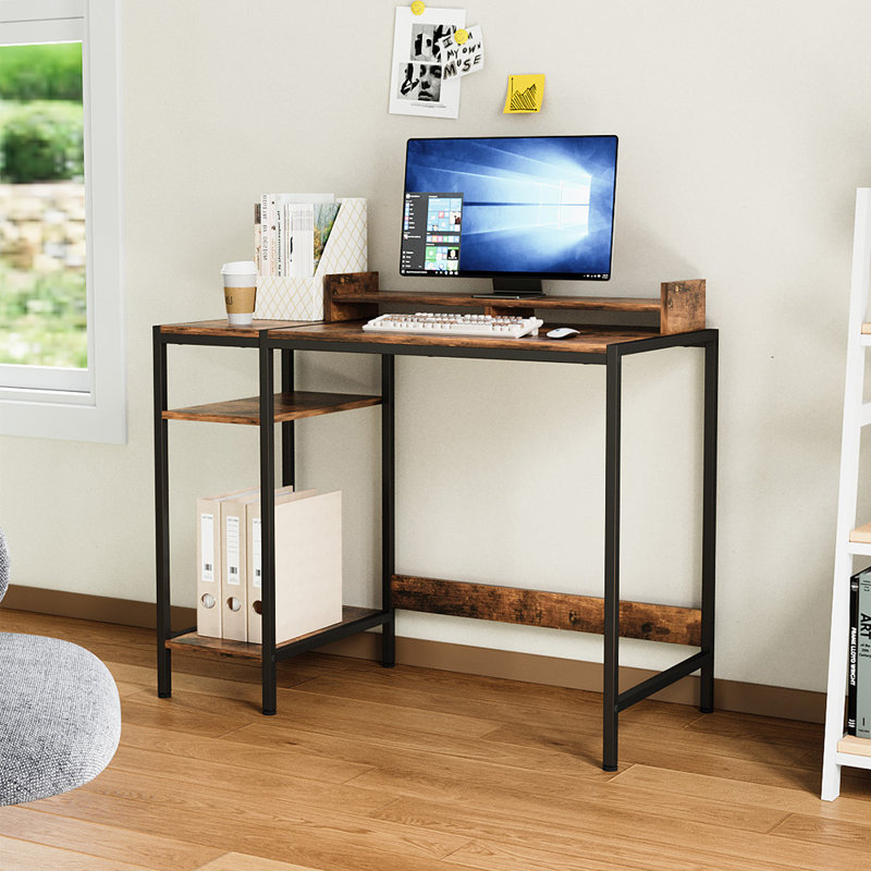 Metal Base Standing Desk, Brown