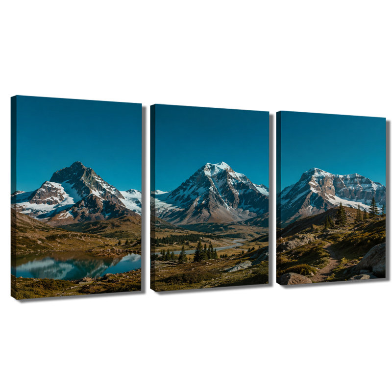 3 panneaux muraux Snowy Mountain Peak, reproduction d'art sur toile tendue, 12*18inch*3