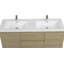Meuble-lavabo mural 60 po avec lavabo, meuble-lavabo mural 60 po avec lavabo double en résine et tiroirs à fermeture en douceur, chêne naturel 24V11-60DNO-1885970054