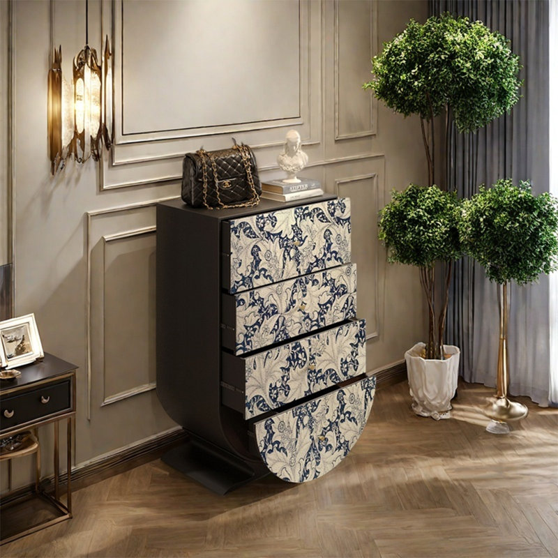 Solid Wood Storage Cabinet with Four Drawers
