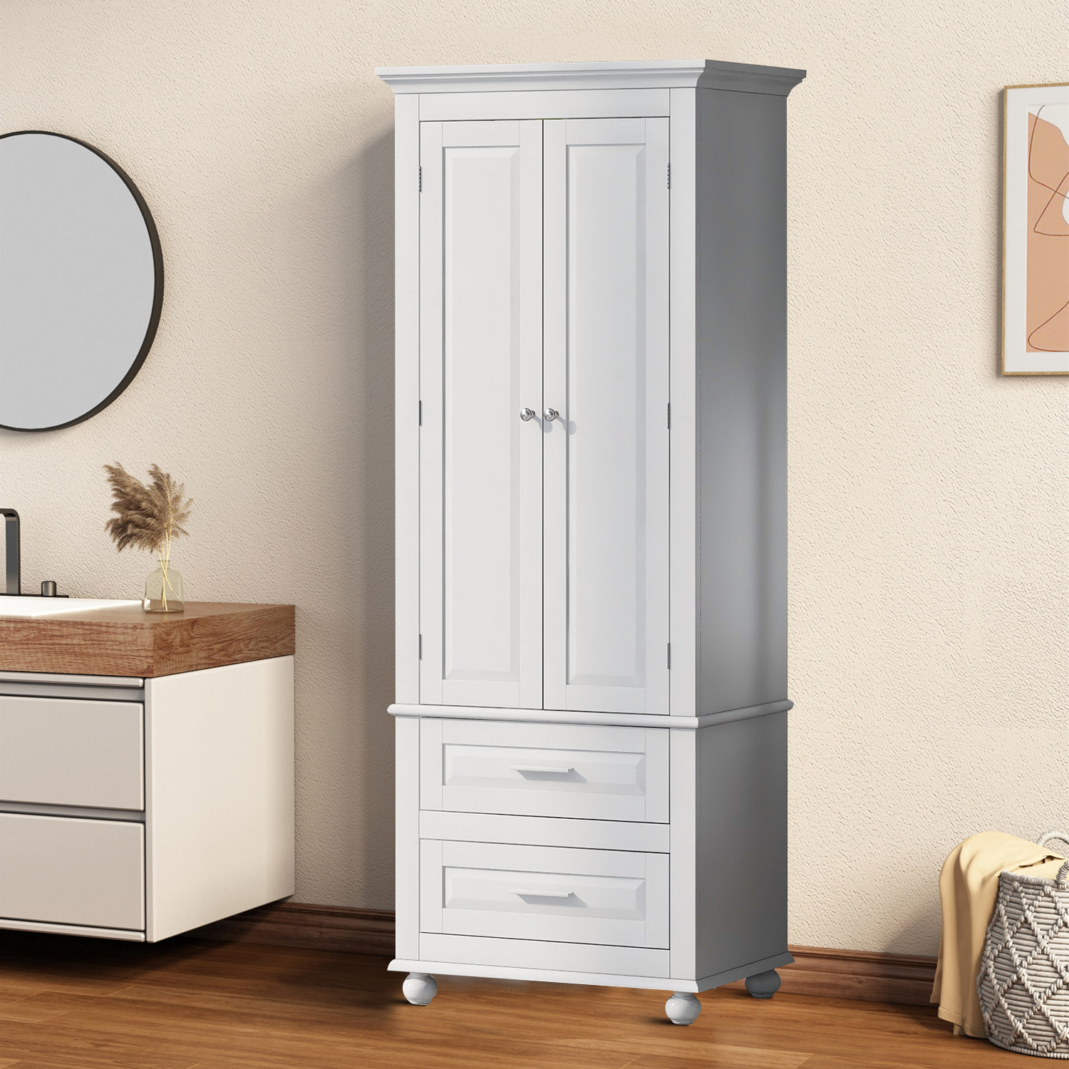 Bonface Freestanding Linen Cabinet Hokku Designs