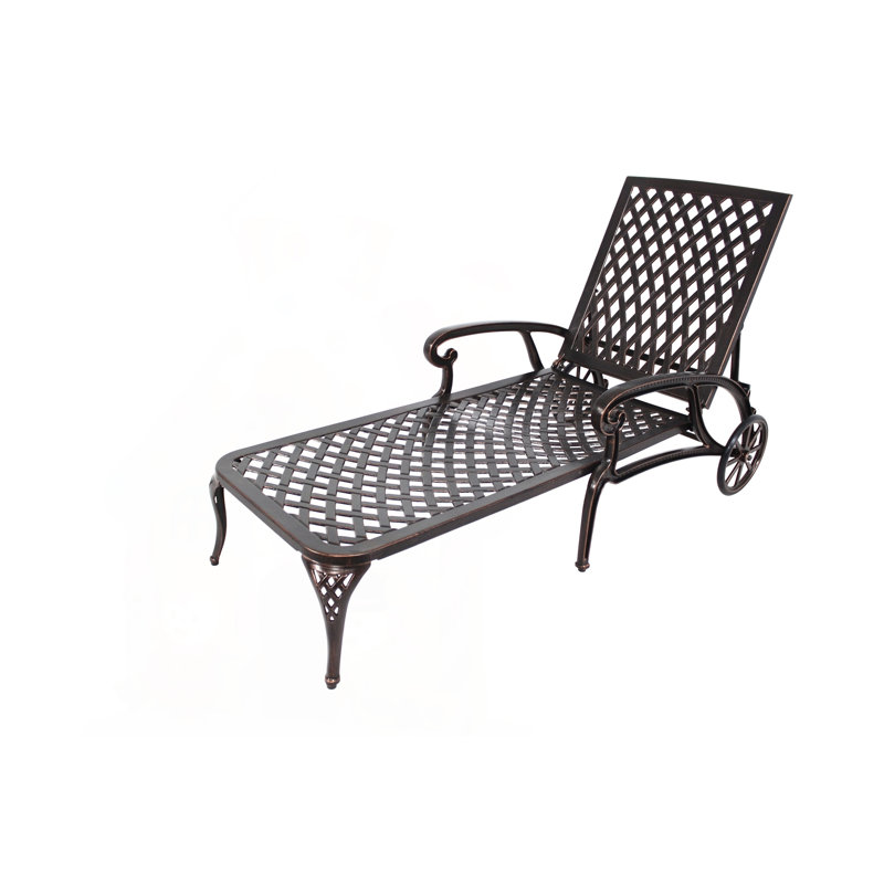 Aluminum Cast Chaise Lounge with 3-Position Recline and Wheels