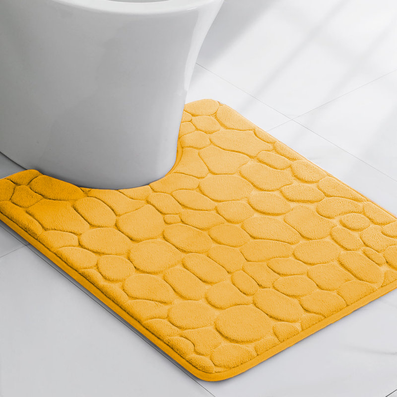 Pebbles 3D Contour Mat Microfiber Memory Foam 20' x 20", Yellow Mustard