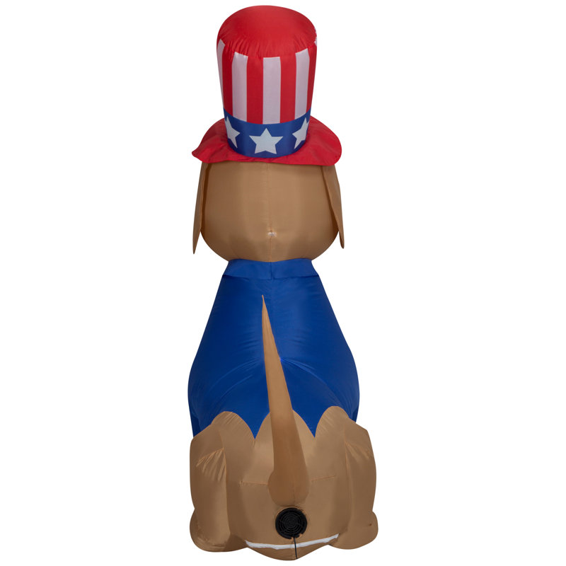 5' Patriotic Inflatable Dog with LED Lights