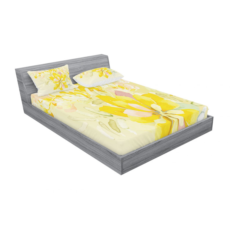 Microfiber Floral Sheet Set, Full/Double Sheet Set with Fitted Sheet